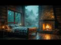LIVE 🔴 Fall Asleep in Minutes 😴 Heavy Rain & Cozy Cabin Fireplace 🔥🌧️ (Safe & Warm Inside)