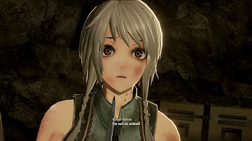 Code Vein - Ruined City Center: Louis Offers Help To Human Woman "Stay Back" Cutscene (2019)