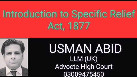 introduction to Specific relief Act 1877