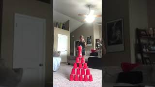Red cup ping pong tower trick shot