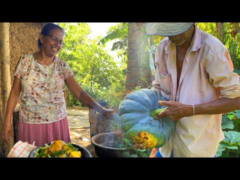 Harvesting & Cooking Pumpkin from Our Garden 🎃 Relaxing Village Cooking in Poddamma's Village