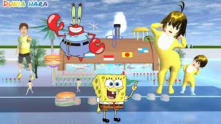 Krusty krab Muncul Hamburger Raksasa Ubah Semua jadi Burger 🍔 | Yuta dan Bayi Titan | Sakura School