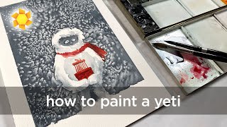 How to watercolor a Yeti abominable snowman (new audio)