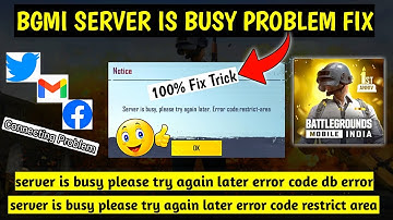 BGMI 2.0 Login Problem Fix Today 100% | Server Is Busy Please Try Again Later Error Code Db Error