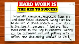 Speech on Hard work is the key to success |School Assembly Speech On Hard Work Is The Key To Success