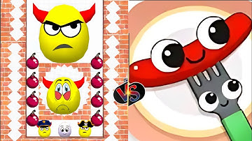 Draw to smash logic puzzle - save the dogs and bees 🆚 fork n sausage 🌭Gameplay part 3 #drawtosmash