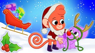 Dinosaur Christmas | Club Baboo | A Baby Triceratops guides Reindeer Sleigh | Rudolph Red Nosed Dino