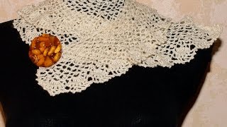 Воротник крючком. Ажурный воротничок крючком.. Воротник крючком. Ажурный воротничок крючком..
