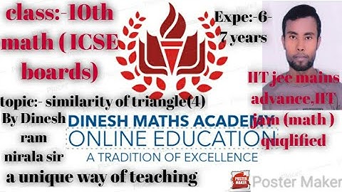 ICSE CLASS 10th SIMILARITY OF TRIANGLES BEST QUESTION ANALYSED BY DINESH RAM NIRALA SIR