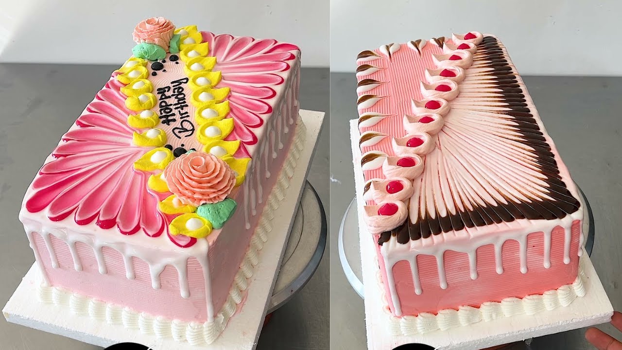 tutorial para decorar pasteles cuadrado | tortas cuadrado con jalea y rosas