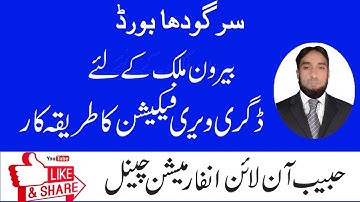 Verify Documents from Sargodha Board  Matric and Intermidiate Dmc and certificates for Abroad.