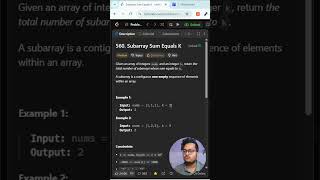Leetcode 560 – Subarray Sum = K #javascript  #leetcode