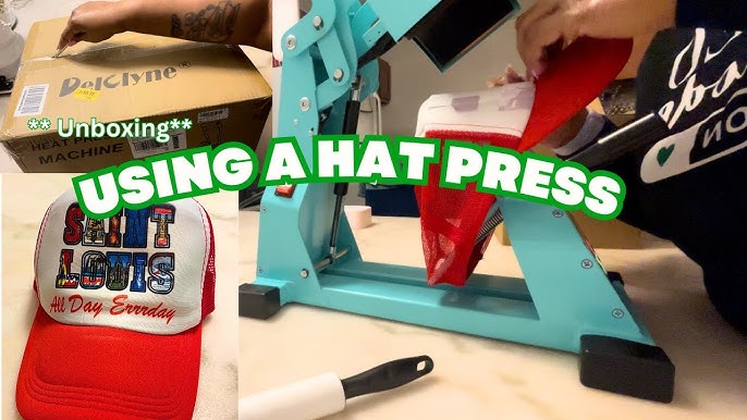 Hat Heat Press Machine for Caps with 2pcs Interchangeable  Platens(6.7x3.8, 6.7x2.5), Cap Heat Press for Stuctured Hats and HTV  Iron On and