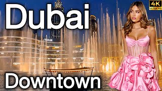 Dubai Downtown 🇦🇪 Amazing City Center, Burj Khalifa Night LED Show! [ 4K ] Walking tour