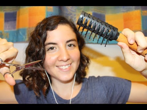 ASMR ROLEPLAY ENG | HAIRCUT AND BLOWDRY (brushing, cutting, hair creams)