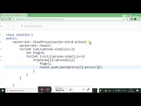 1475.  Final Prices With a Special Discount in a Shop || LEETCODE SOLUTION || IN C++
