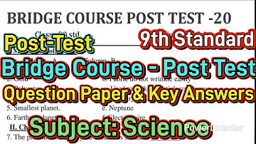 9th Standard | Science |  Bridge Course | Post-Test. #bridgecourse #9thStd #science #posttest #QP