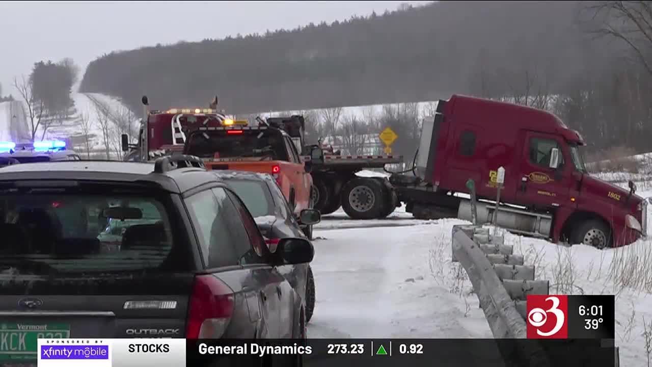 Truck crash snarls Interstate 89 southbound traffic for hours - YouTube