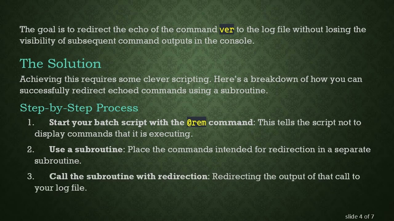 How to Redirect Echoes of Windows Batch-File Commands for Cleaner Output