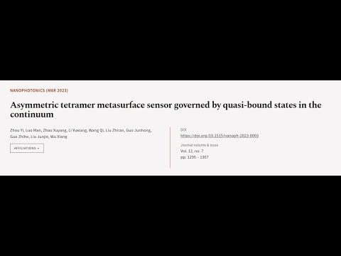 Asymmetric tetramer metasurface sensor governed by quasi-bound states in the continuum | RTCL.TV