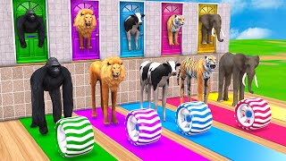 Cow Elephant Mammoth Tiger Gorilla Guess The Right Door Escape Room Challenge Animals Tire Game