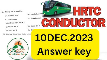 HRTC Conductor Answer key 10 Dec 2023