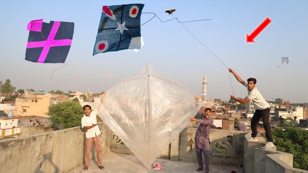 Big Plasticbag Pari Kite Catch Nasir Haveli Roof | Kite Cutting Catch 