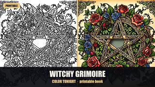 Information ✨ Witchy Grimoire Adult Coloring Book | 30 Printable Pages | Peaceful ASMR Flip-Through Guide