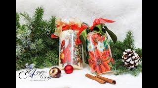Christmas Themed Candles - decoupage tutorial