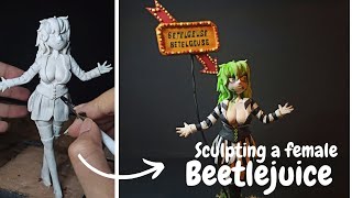 Sculpting BEETLEJUICE (female)  with Polymerclay