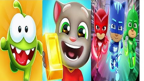 Talking Tom Gold Run vs PJ Masks Power Heroes vs Om Nom Run 2 Boss Figth Gameplay