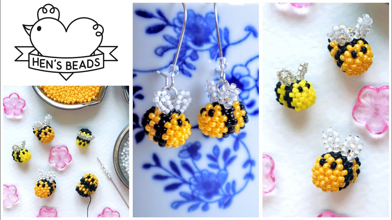 How to make a BEE charm  from seed beads | Hen's Beads DIY Tutorial