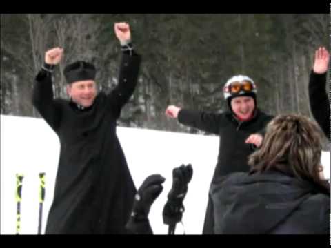 Polish priests display their skiing skills for John Paul II Cup