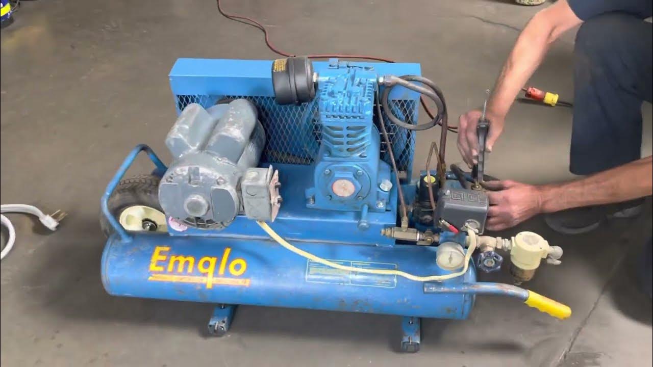 Emglo Wheel Barrel Electric Air Compressor 120/220V Single Phase - YouTube