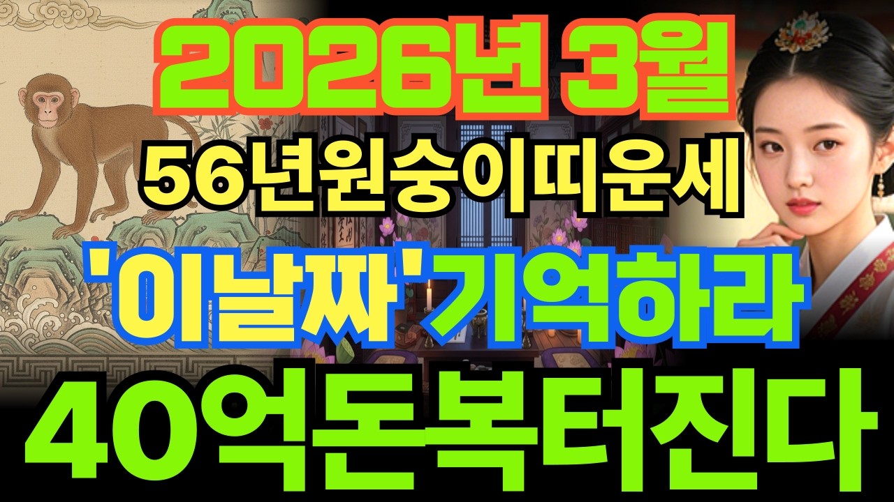[56년원숭이띠운세]안보면후회합니다!!1956년병신생원숭이띠26년3월운세