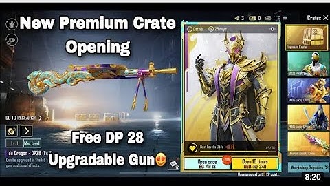 new premium crate#upgrade dp 28 skin in premium crate#pubg mobile crate opening #bgmi #pubgmobile