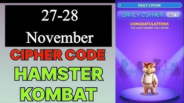 Hamster Kombat Daily Cipher | Hamster Kombat Daily Cipher Today 27 November | Hamster Kombat Cipher