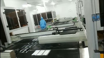 Fully automatic sheet screen printing machine connected to tunnel furnace.