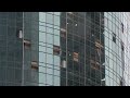 Skyeye shows blown out windows in downtown houston highrise buildings after storms