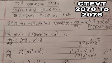 CTEVT Diploma 2070 to 2076 all question Solution of Separation of Variable || 3rd Semester Math