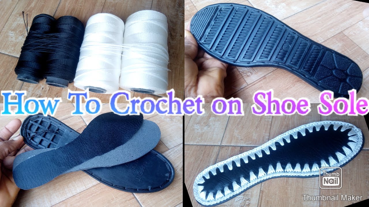 How to crochet on shoe sole 