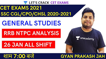 RRB NTPC Analysis GS ke Puche Gaye Prashna 26 Jan All Shift | Target CET Exams 2021 | Gyan Sir