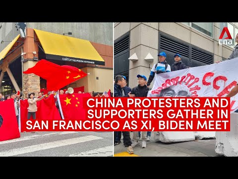 China Supporters And Protesters Gather As Xi, Biden Meet In San Francisco For Apec Summit