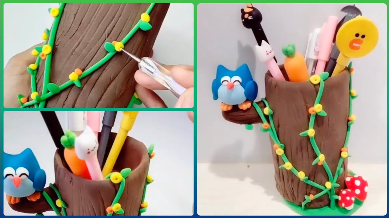 How To Make Polymer Clay Pen Holder || Polymer Clay Tutorial || #2022 ...