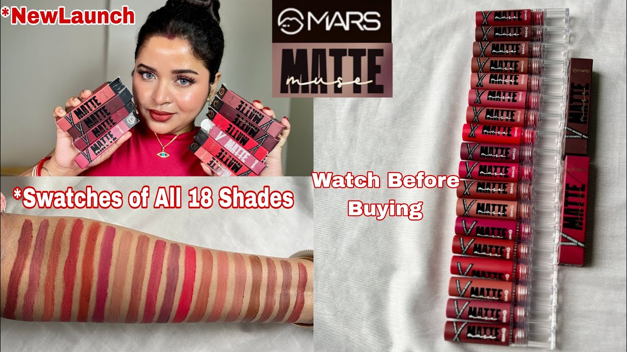 *New MARS Matte Muse Mousse Lipstick All 18 Shades Swatches||With & Without Makeup||Under Day Light