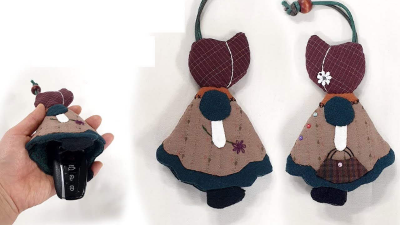 #0137 Quilt key pouch Cute girl 퀼트 키홀더 만들기 예쁜 소녀 키홀더
