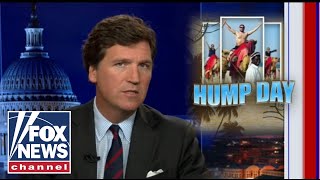 Tucker reacts to Eric Swalwell going topless in Qatar