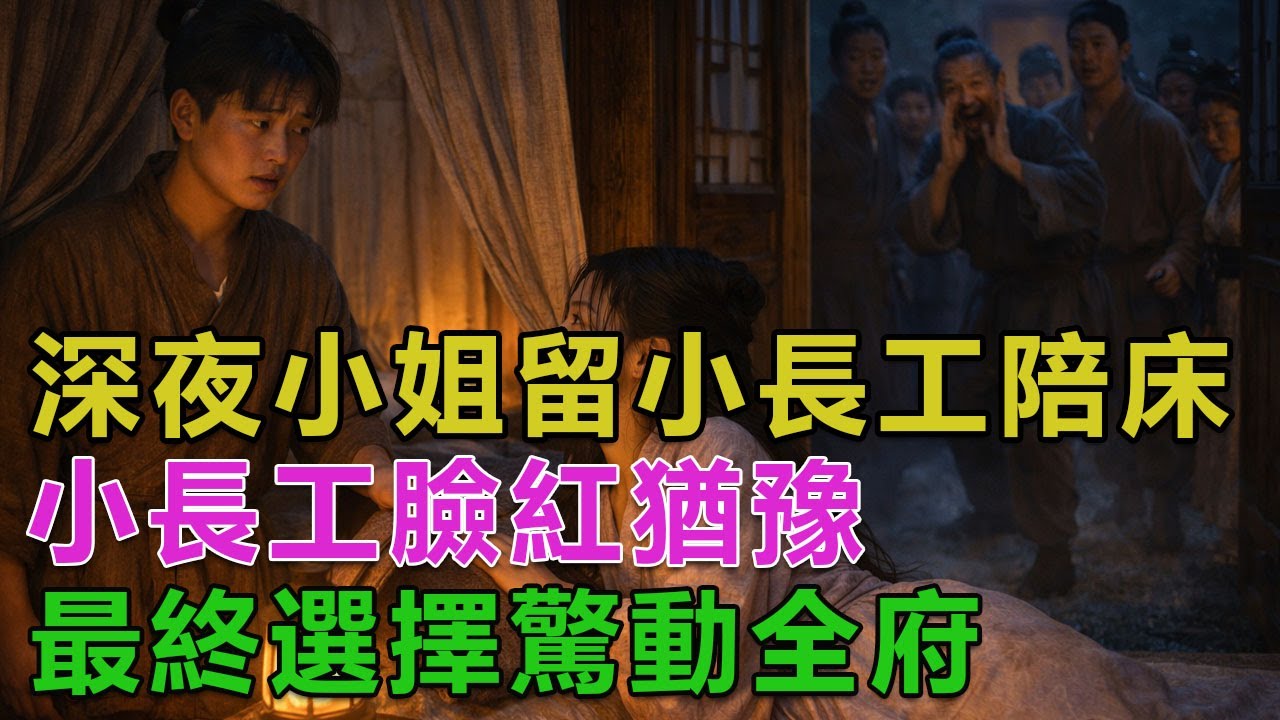 民間故事：深夜小姐留小長工陪床，小長工臉紅猶豫，最終選擇驚動全府