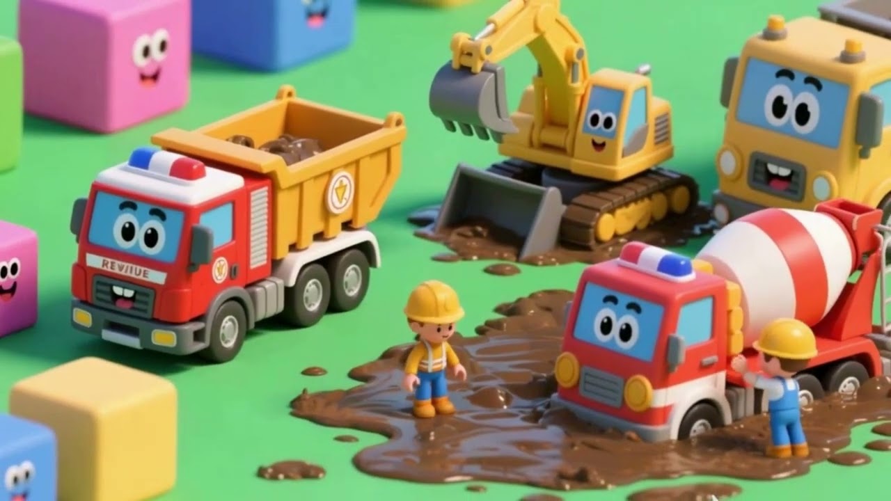 Stuck in the Mud! Rescue Truck Song for Kids