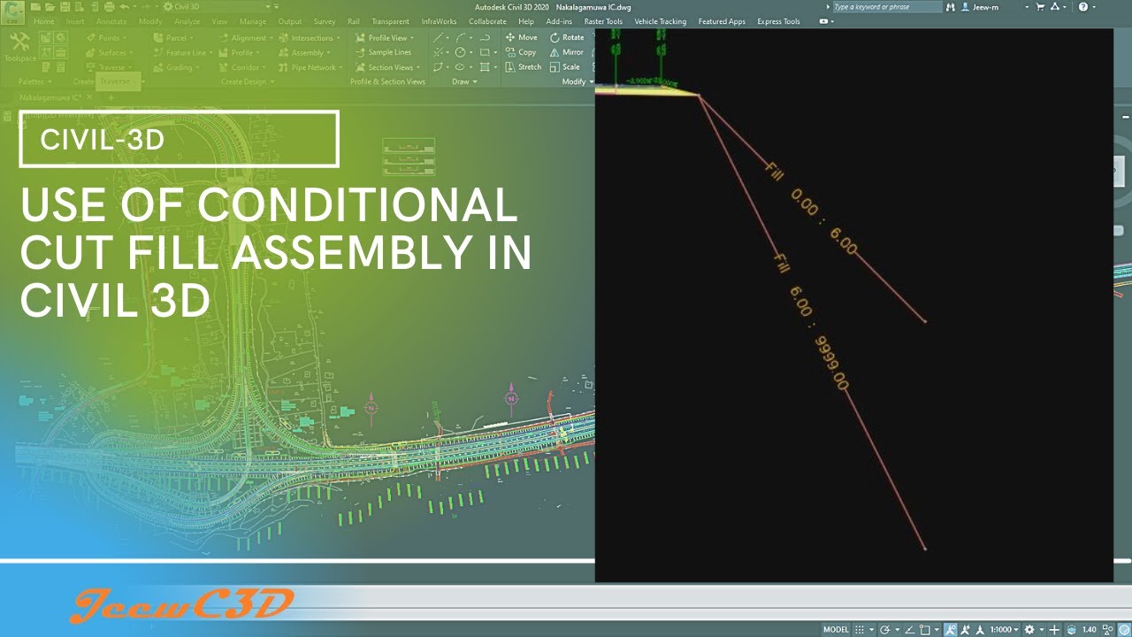 Use of Conditional Cut Fill Assembly in Civil 3D - YouTube